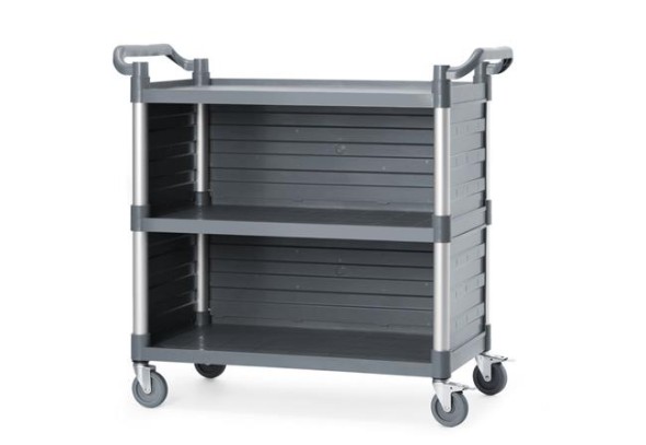 Wózek kelnerski 3-półkowy z polipropylenu, duży, AmerBox, Zawiera boczne panele, 1010x500x(H)960mm 816271