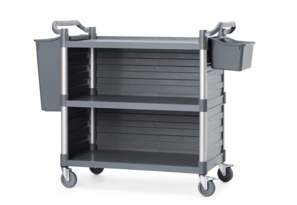 Wózek kelnerski 3-półkowy z polipropylenu, duży, AmerBox, Zawiera boczne panele, 1010x500x(H)960mm 816271