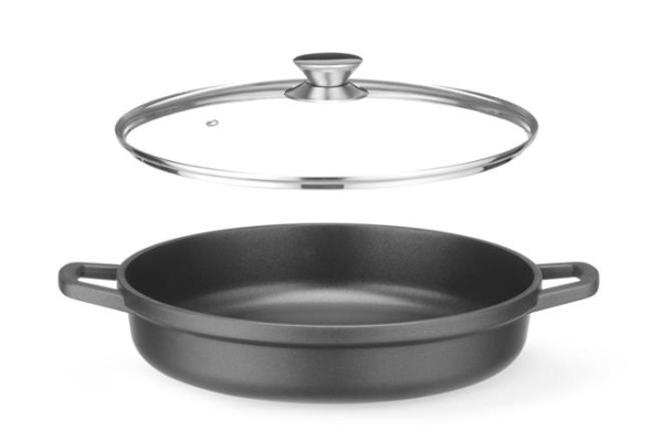 Garnek z powłoką nieprzywierającą, HENDI, 4,3L, czarny, 425x332x(H)70mm , 611012