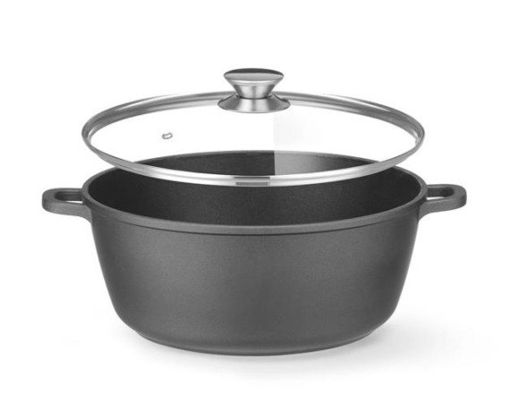 Garnek z powłoką nieprzywierającą, HENDI, 7,5L, czarny, 387x310x(H)130mm, 611036