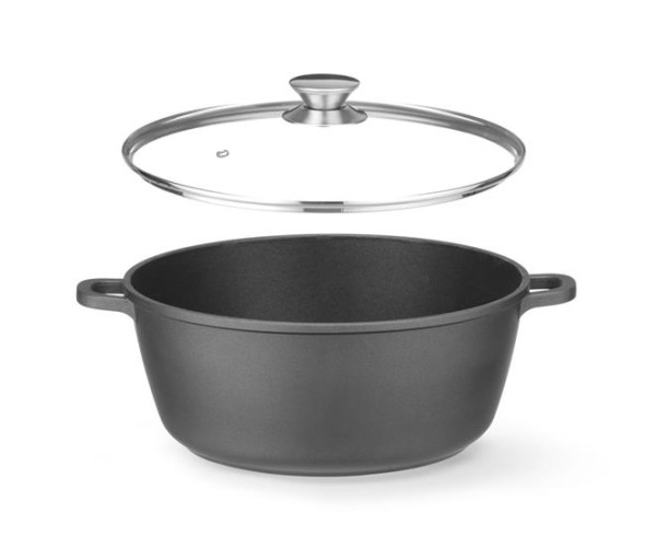 Garnek z powłoką nieprzywierającą, HENDI, 7,5L, czarny, 387x310x(H)130mm, 611036