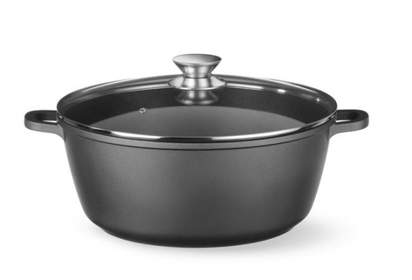 Garnek z powłoką nieprzywierającą, HENDI, 7,5L, czarny, 387x310x(H)130mm, 611036