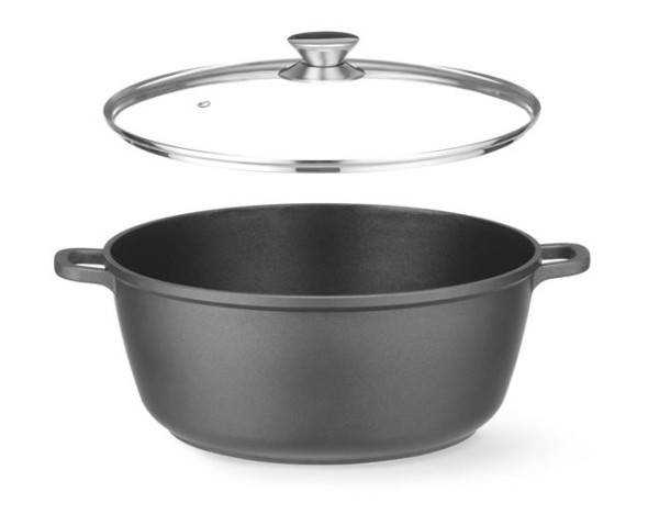 Garnek z powłoką nieprzywierającą, HENDI, 7L, czarny, 367x290x(H)122mm, 611029