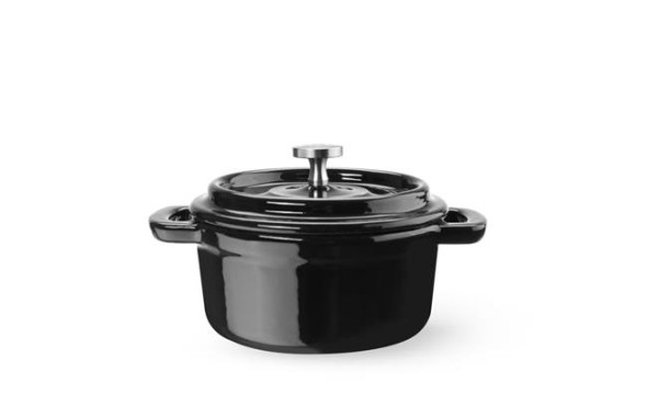 Garnek żeliwny emaliowany, HENDI, 0,27L, czarny, 130x100x(H)48mm Wariant podstawowy