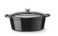 Garnek żeliwny emaliowany, HENDI, 6,88L, czarny, 405x255x(H)134mm, Owalny Wariant podstawowy