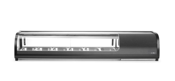 Witryna chłodnicza do sushi, Arktic, W zestawie pojemniki: 6x GN 1/3 (H) 40 mm., GN 1/3, czarny, 220-240V/190W, 1529x426x(H)296mm 274088