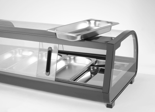 Witryna chłodnicza do sushi Arktic czarna 4x GN 1/3 (H) 40 mm 1177x426x296 mm