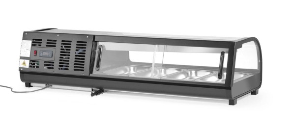 Witryna chłodnicza do sushi Arktic czarna 4x GN 1/3 (H) 40 mm 1177x426x296 mm
