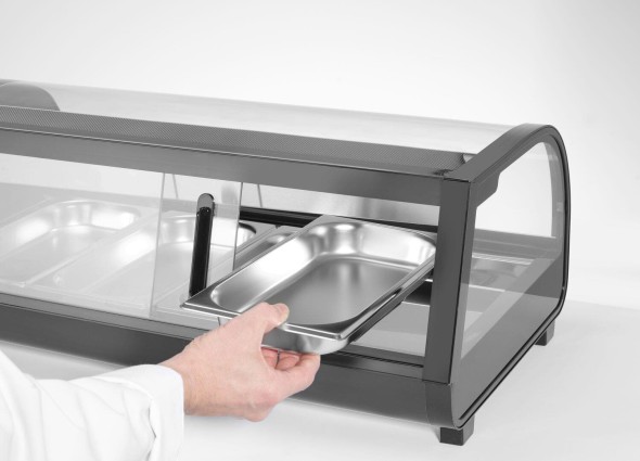 Witryna chłodnicza do sushi Arktic czarna 4x GN 1/3 (H) 40 mm 1177x426x296 mm