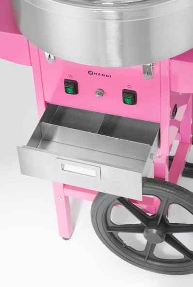 Urządzenie do waty cukrowej z wózkiem, HENDI, Pastelowy różowy, 220-240V/1130W, 948x520x(H)914mm