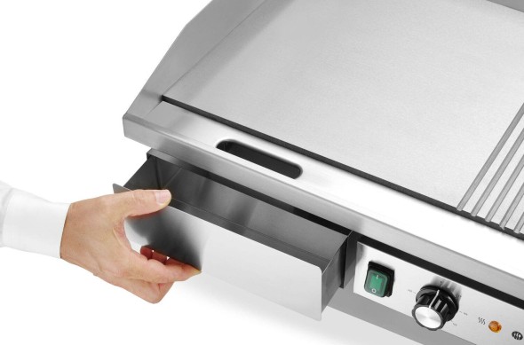 Płyta grillowa w połowie żebrowana, HENDI, Budget Line, 1/2 gładka, 1/2 ryflowana, 400V/4400W, 720x460x(H)241mm