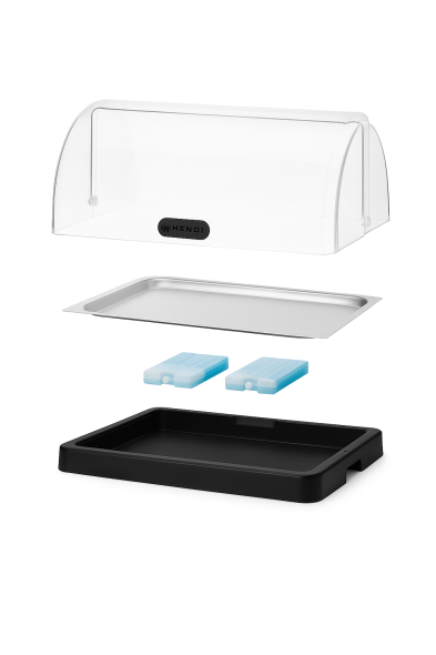 Pojedyncza witrynka chłodząca roll-top Duo UNIQ , HENDI, czarny, 460x355x(H)220mm