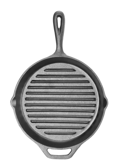 Patelnia żeliwna do grillowania, okrągła, HENDI, 398x265x(H)48mm